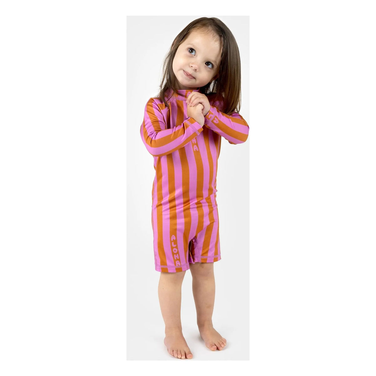 Beach & Bandits - Aloha Striped Recycled Fibers UV Protective Romper | Pink