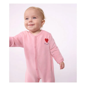 Petit Bateau - Sleep Goodnight Pajama Velvet Heart Organic Cotton | Pink