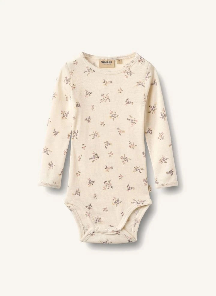 Wheat - Lucca Flower Bodysuit Merino Wool | Ivory
