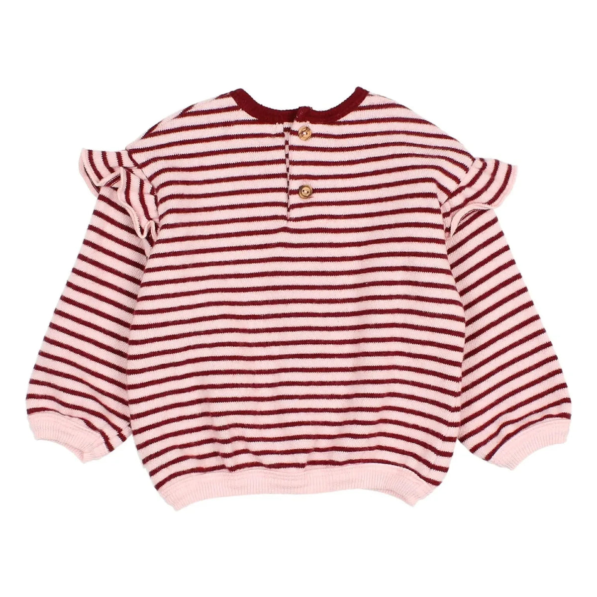 Búho - Burgundy Girls' Striped Heart Sweater