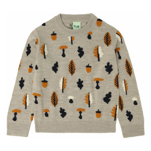 FUB - Jacquard Merino Wool Sweater | Heather beige