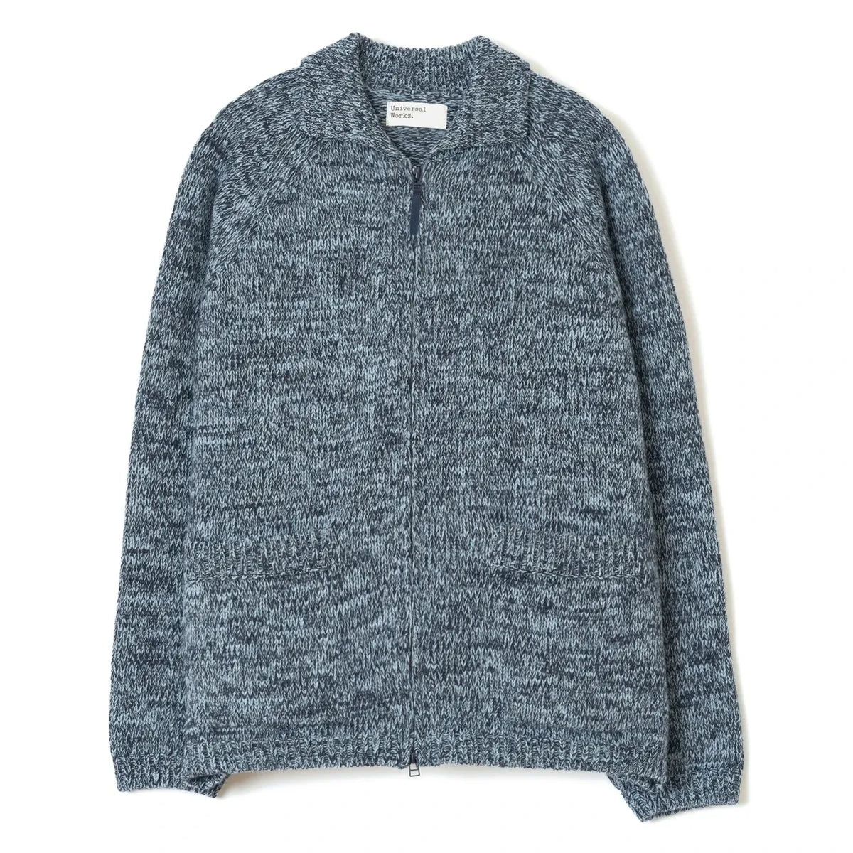 Universal Works - Wool Zip Cardigan | Grey blue