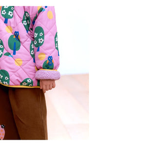 Petit Stella - Reversible Owl Sherpa Jacket | Pink