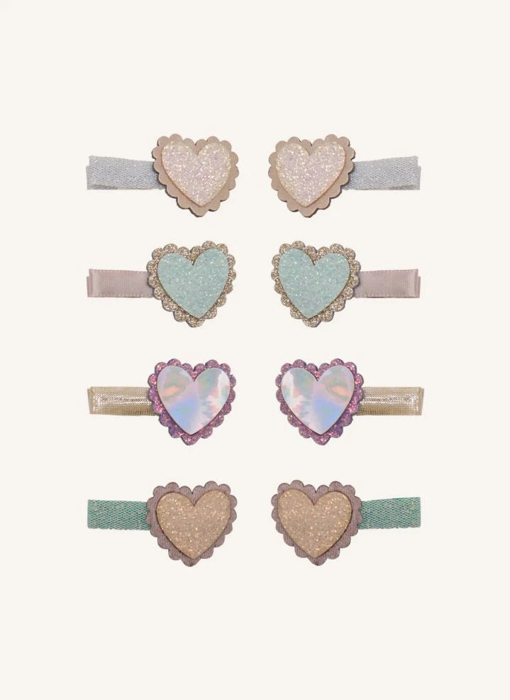 Mimi & Lula - 8-piece Heart-Shaped Hair Clip Set | Light Blue