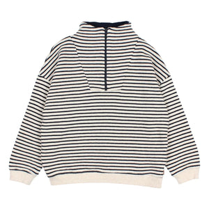 Búho - Striped Trucker Neck Sweater | Dark Blue