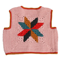 Kalinka - Linden Crochet Sleeveless Merino Wool Vest | Pink