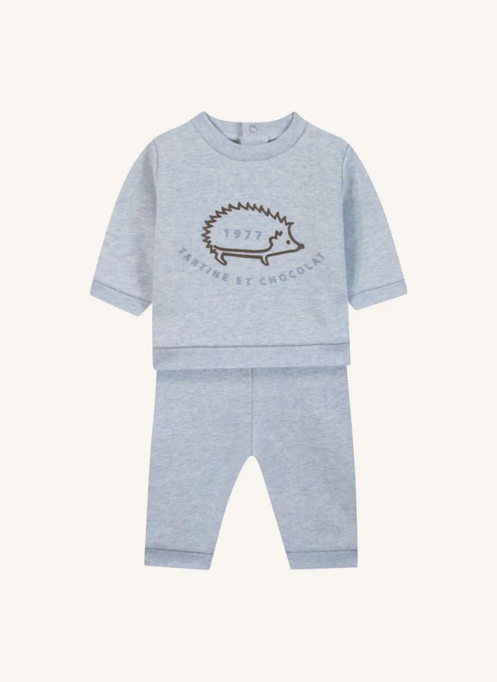 Tartine et Chocolat - Chiné Sweatshirt and Jogger Set | Sky Blue