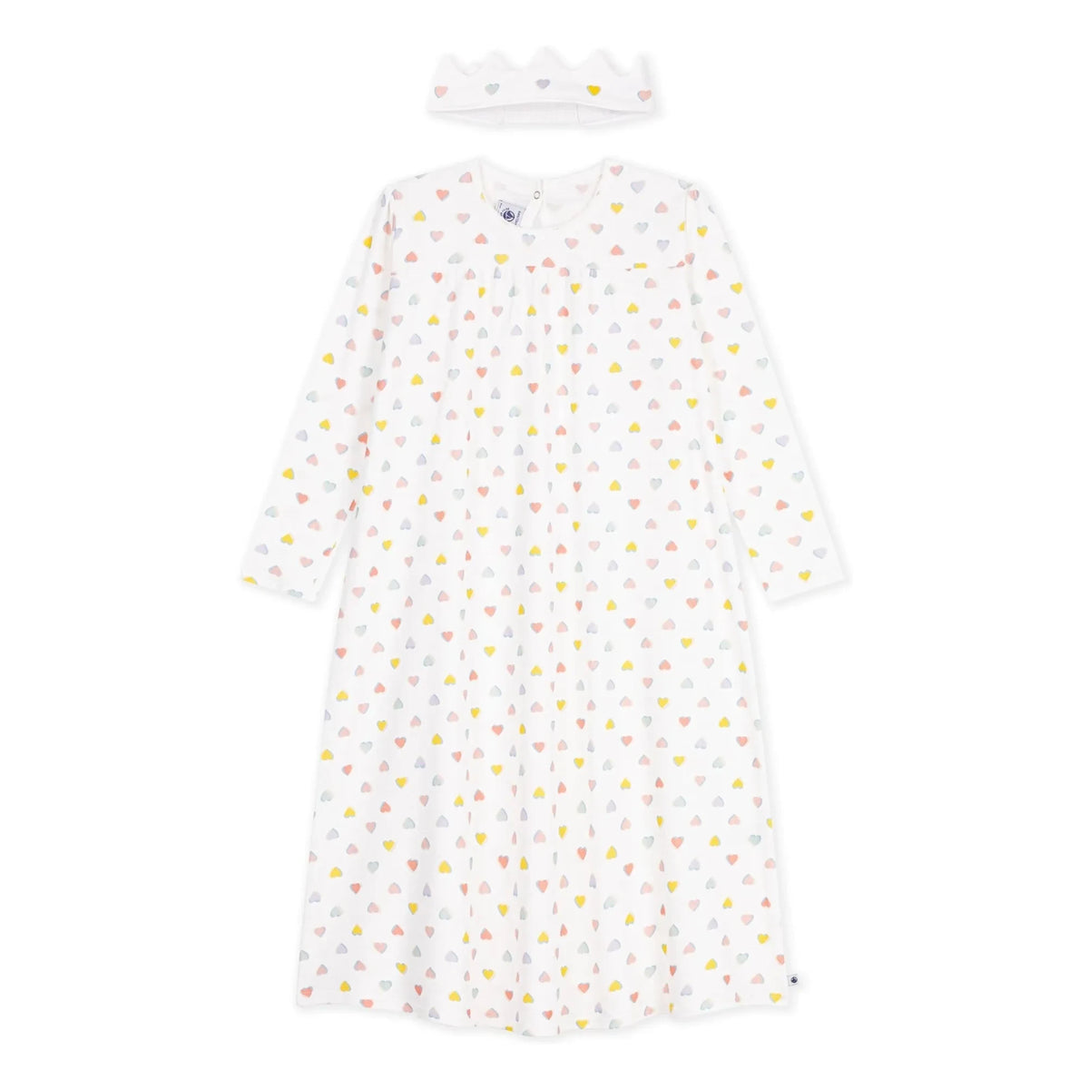 Petit Bateau - Organic Cotton Heart and Crown Nightgown Set | White