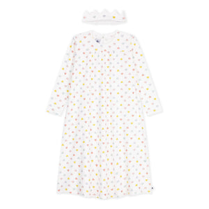 Petit Bateau - Organic Cotton Heart and Crown Nightgown Set | White