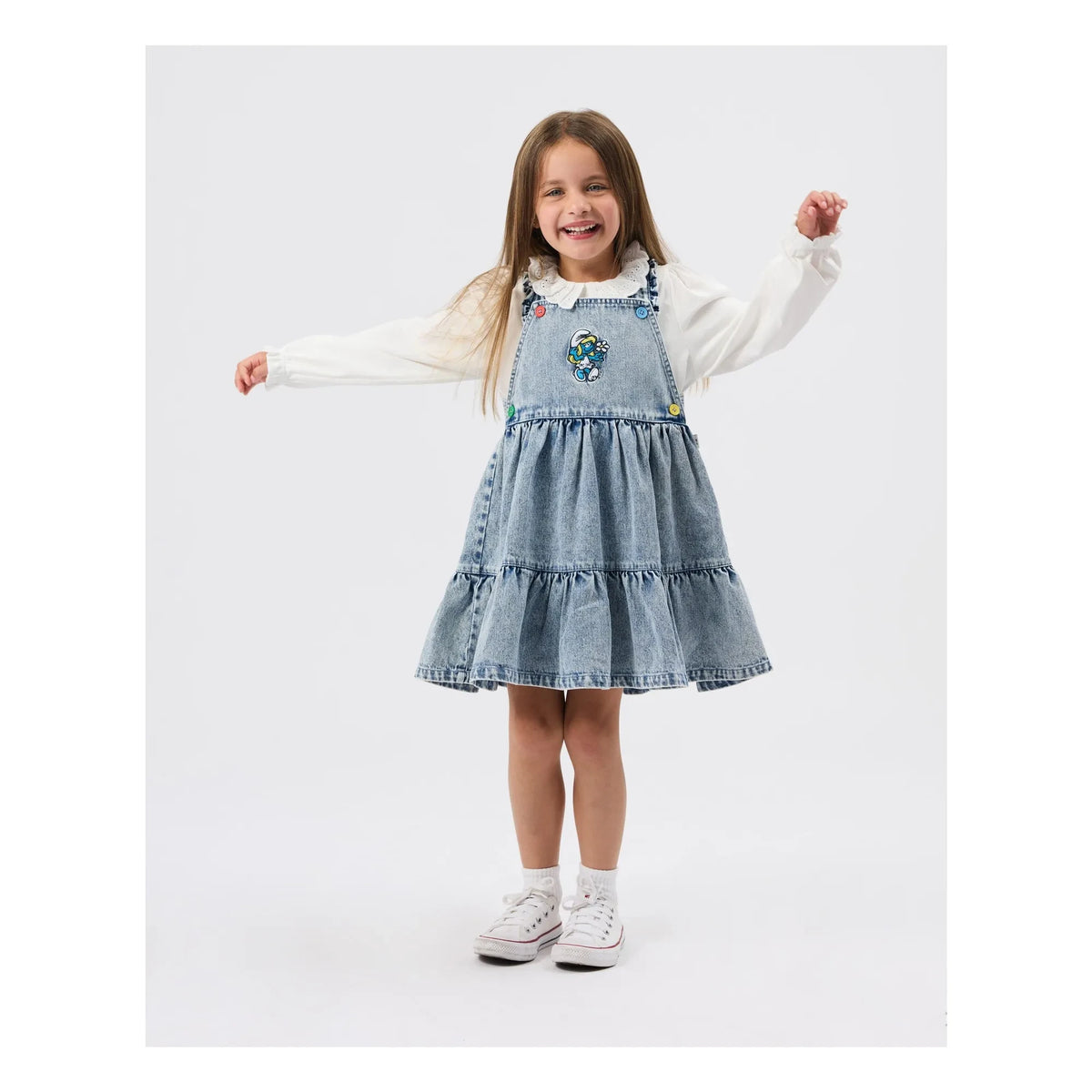 Goldie + Ace - Denim Dress - Goldie + Ace x The Smurfs | Blue