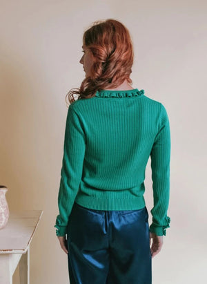 Emile et Ida - Eliane Crochet Sweater | Olive Green