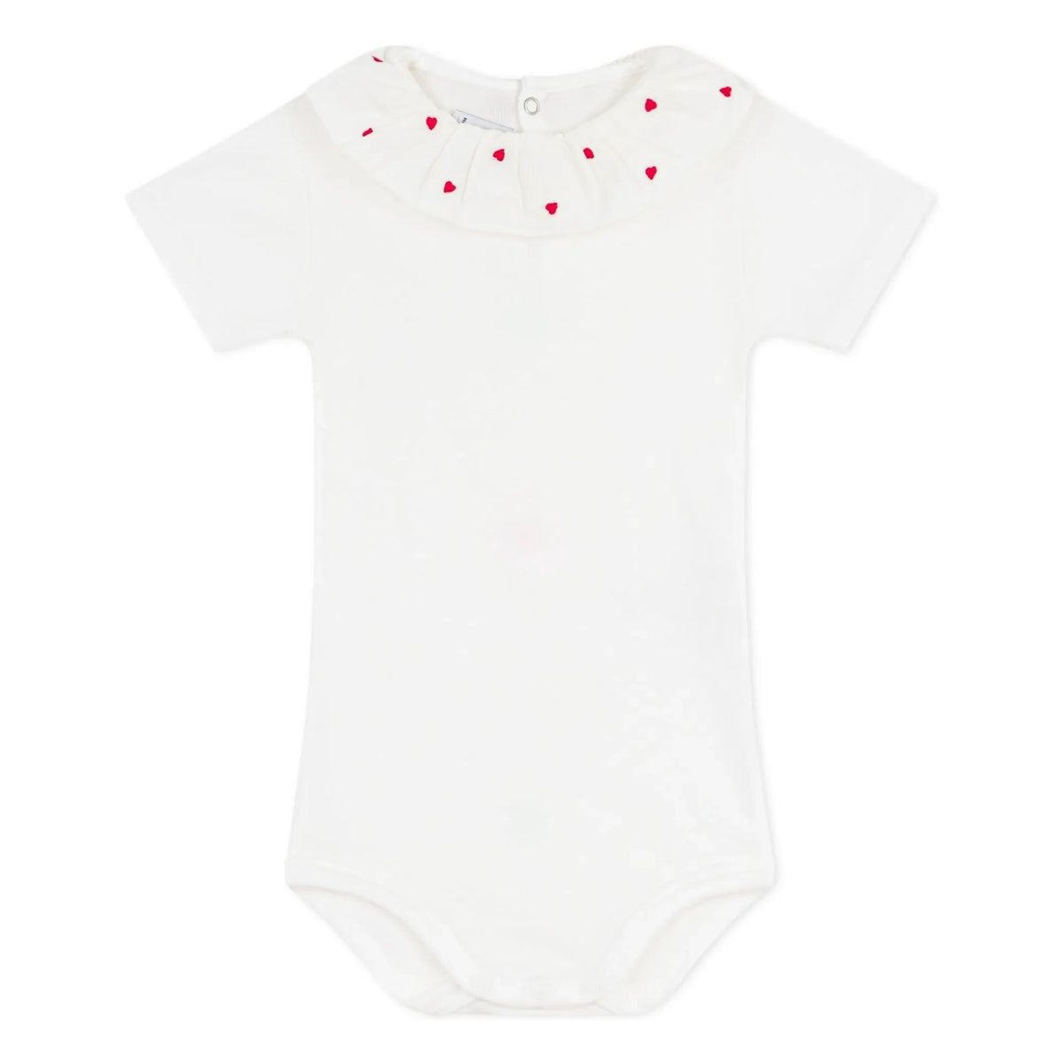 Petit Bateau - Heart Organic Cotton Bodysuit | White