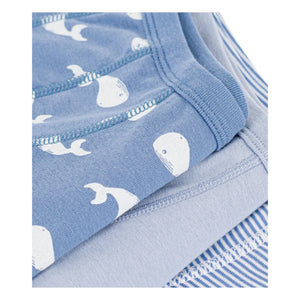 Petit Bateau - 3-Piece Organic Cotton Whale Pattern Boxer Set | Blue