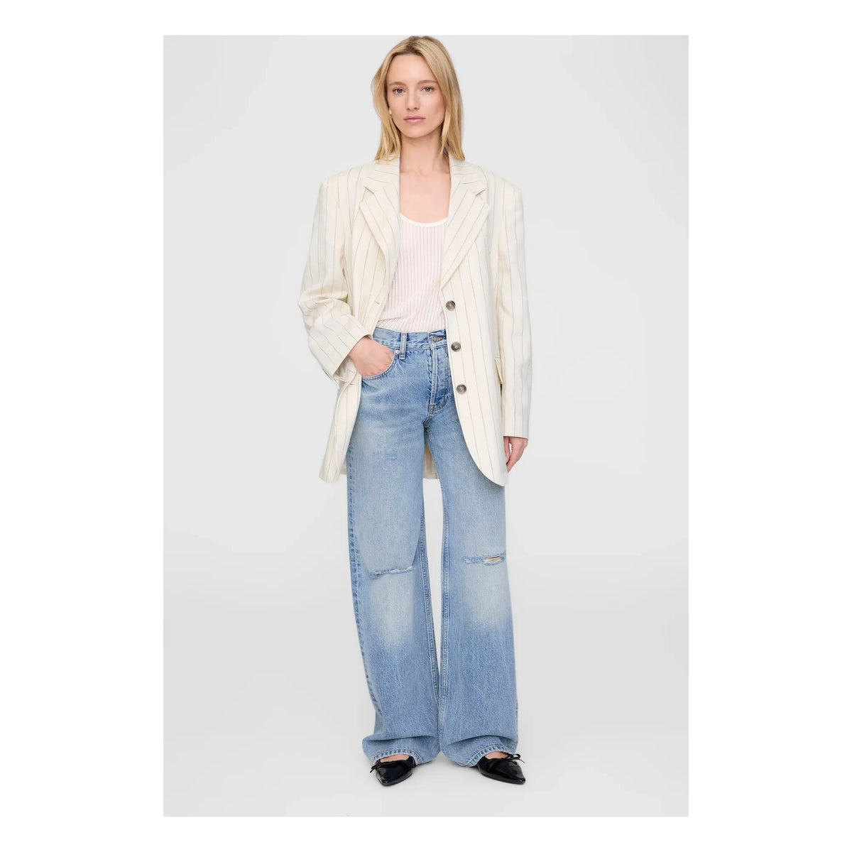 Anine Bing - Striped Sara Blazer | Cream