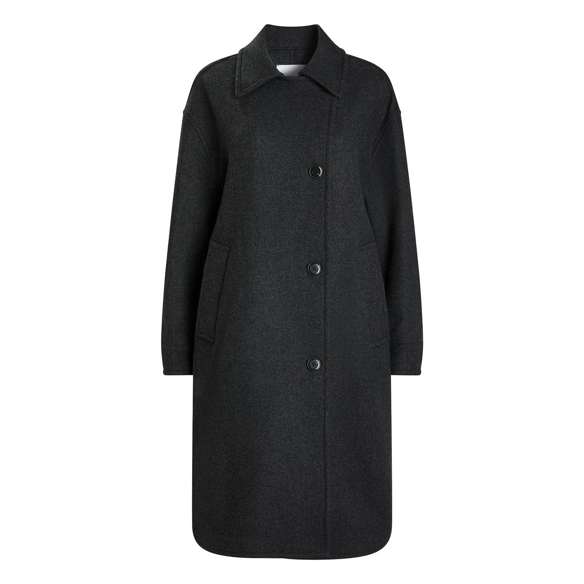 Pomandère - Long Felt Wool Coat | Charcoal Grey