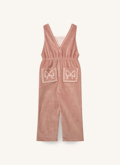 Copenhagen Colors - Organic Cotton Ribbed Velvet Embroidered Jumpsuit | Dusty Pink