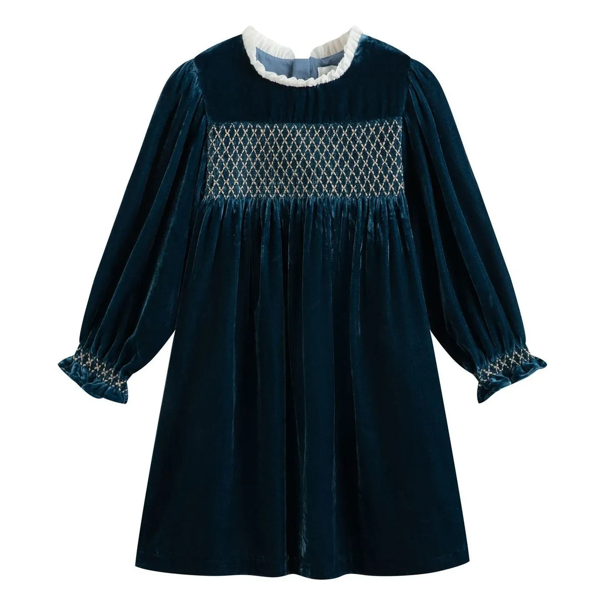 C'era Una Volta - Silvia Velours Gathered Dress | Navy