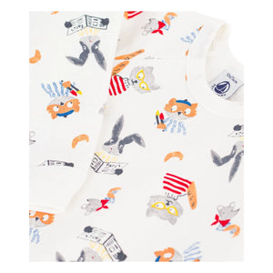 Petit Bateau - Dors Bien Animaux organic cotton fleece pajamas | White