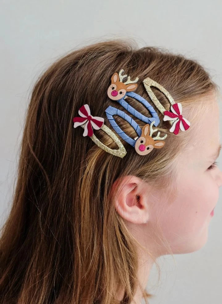 Mimi & Lula - 4-piece Rudolph hair clip set | Gold