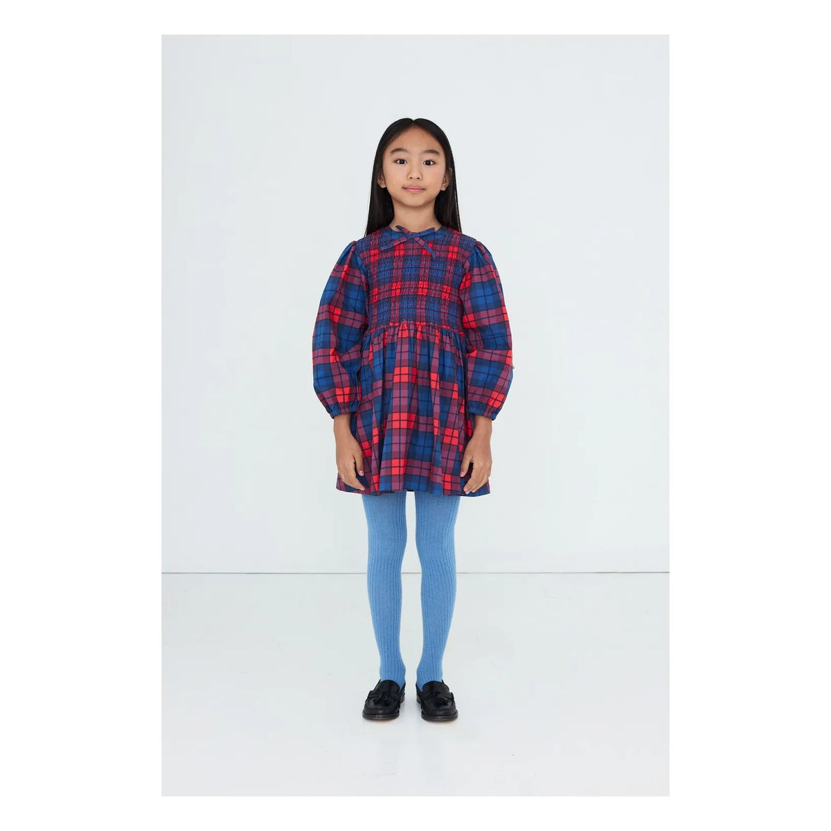 Tinycottons - Checked Gathered Dress | Blue
