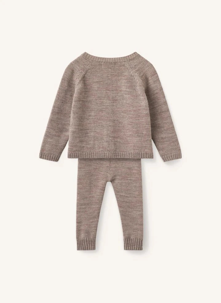 Copenhagen Colors - Merino Wool Cardigan and Leggings Set | Taupe Brown