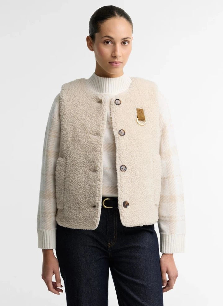 Barbour - Bowes Fleece Sleeveless Jacket | Ecru
