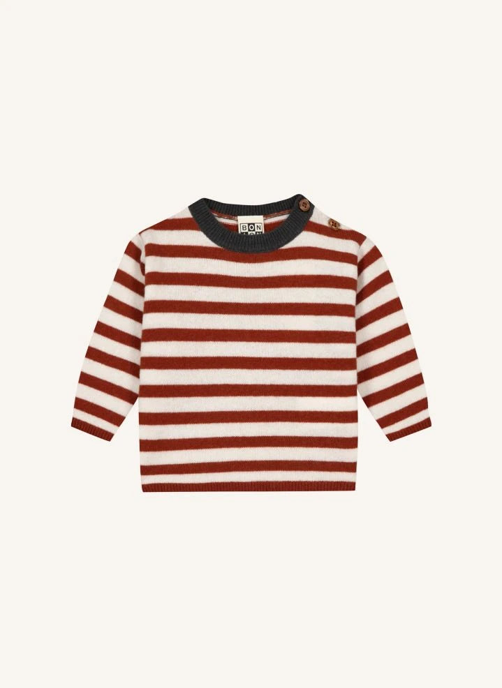 Bonton - Pepito Striped Baby Sweater | Caramel