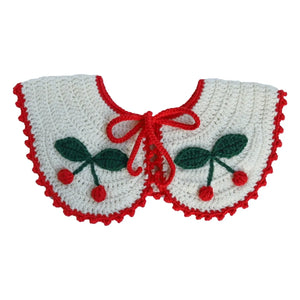 Kalinka - Cherry detachable collar Merino wool | Cream