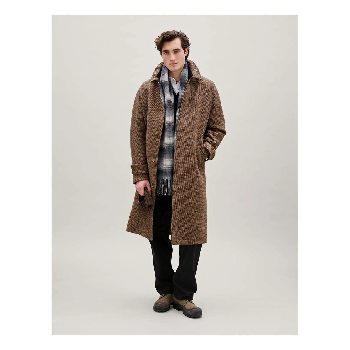 Forét - Wool Check Scarf | Gray