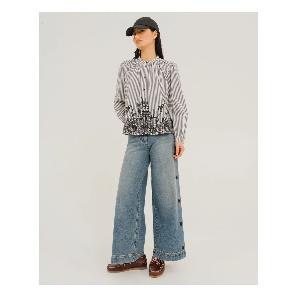 Tinsels - Bali Indie Striped Blouse | Black