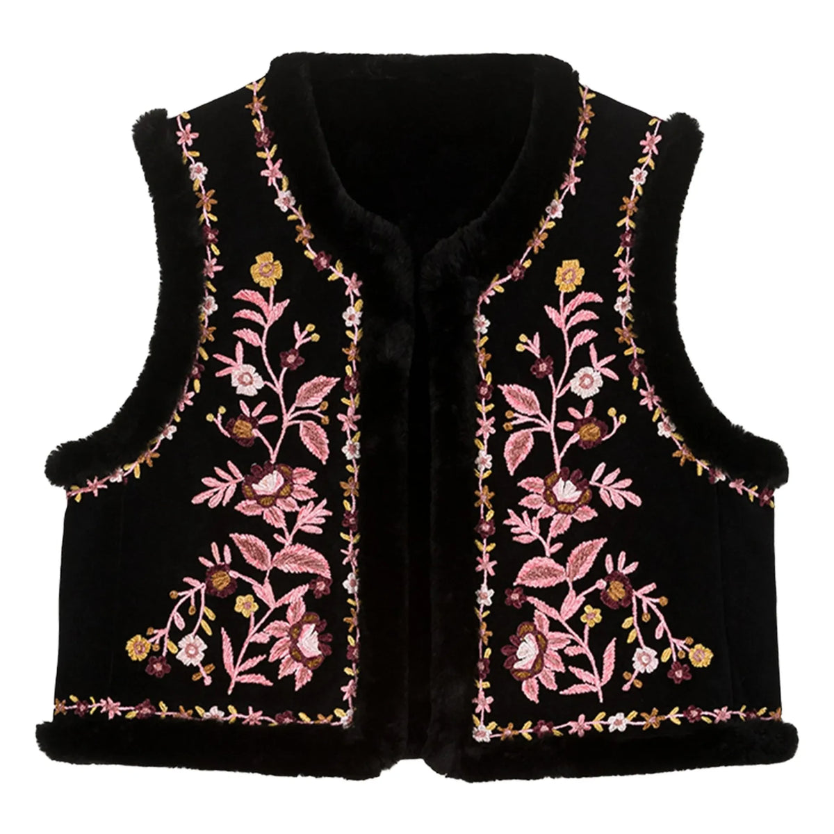 Louise Misha - Renée Velours Reversible Sleeveless Jacket - Women's Collection | Black