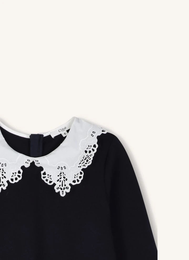 Chloé - Milano Embroidered Collar Dress | Dark Blue