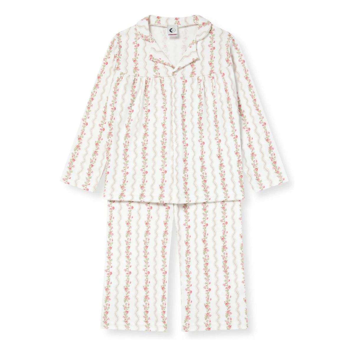 Sleepy Doe - Organic cotton floral print striped pajamas | Ecru