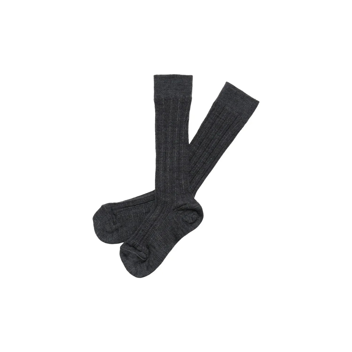 FUB - High Cuff Pointelle Wool Socks 2 Pairs | Charcoal Gray