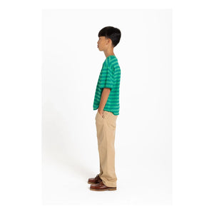 Smallable Kid - Nils Striped Organic Cotton T-shirt | Emerald green