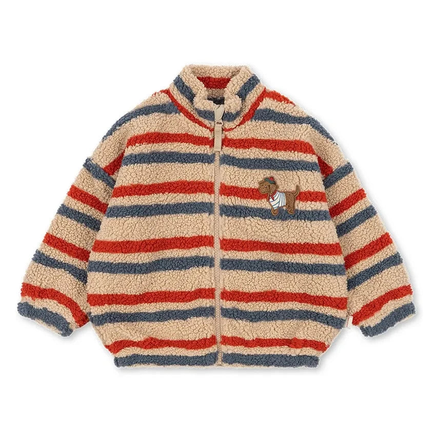 Konges Sløjd - Recycled Fiber Dog-Striped Jody Sherpa Jacket | Beige