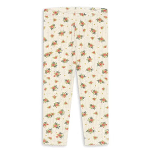 Konges Sløjd - Minnie Floral Pointelle Leggings, Organic Cotton | Ecru