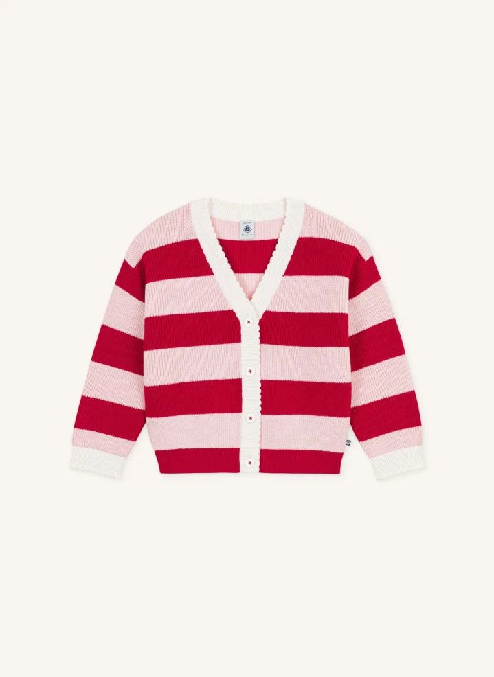 Petit Bateau - Wool Striped Cardigan | Pink