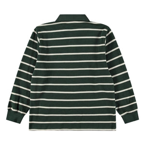 Molo - Striped organic cotton polo shirt | Chrome green