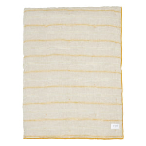 Autumn - Yellow Striped Linen Bedspread