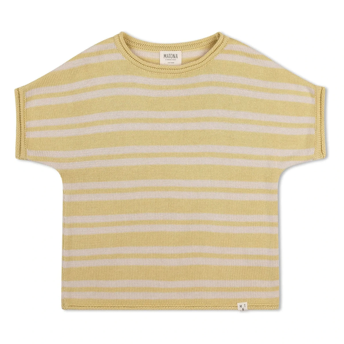 Matona - Striped Organic Cotton Fine Knit T-Shirt | Light Yellow