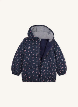 Petit Bateau - Floral Hooded Puffer Jacket | Navy