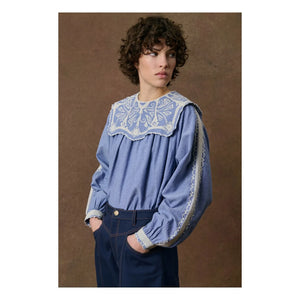 Louise Misha - Anastasy Organic Cotton Blouse | Blue