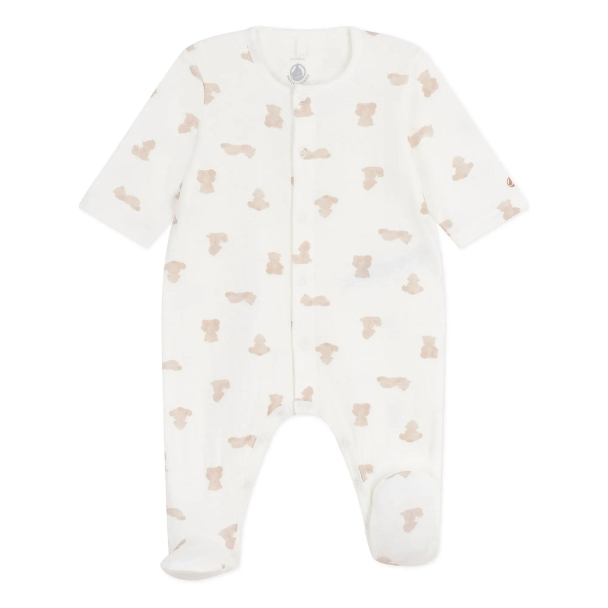 Petit Bateau - Teddy Bear Organic Cotton Pajama | White