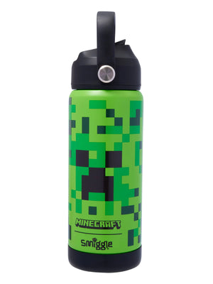 Smiggle - Minecraft Stainless Steel 550ML Water Bottle with Hidden Straw