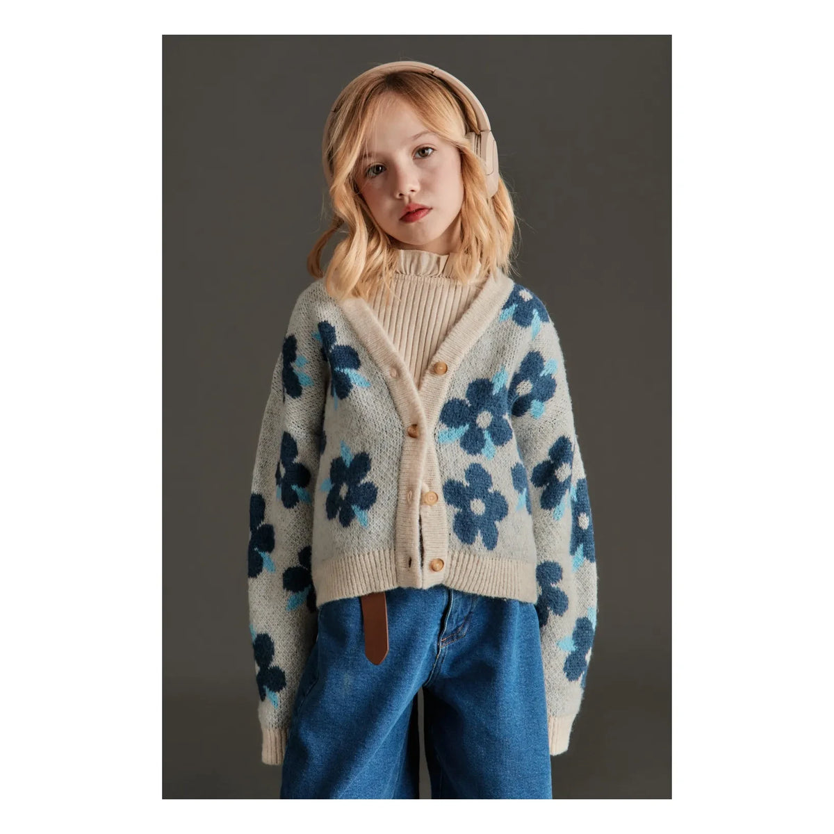 Mipounet - Viviana Floral Pattern Cardigan | Blue