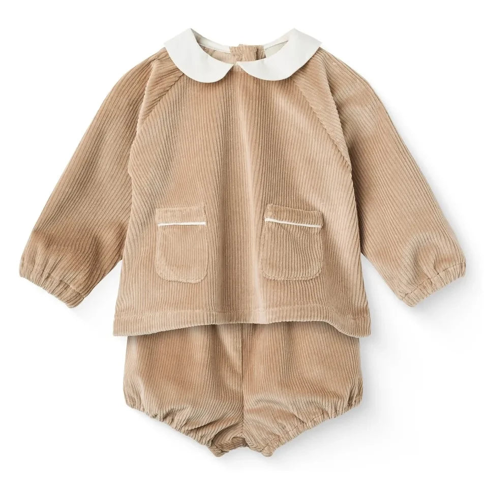 Copenhagen Colors - Organic Cotton Corduroy Pocket Blouse and Jumpsuit Set | Beige