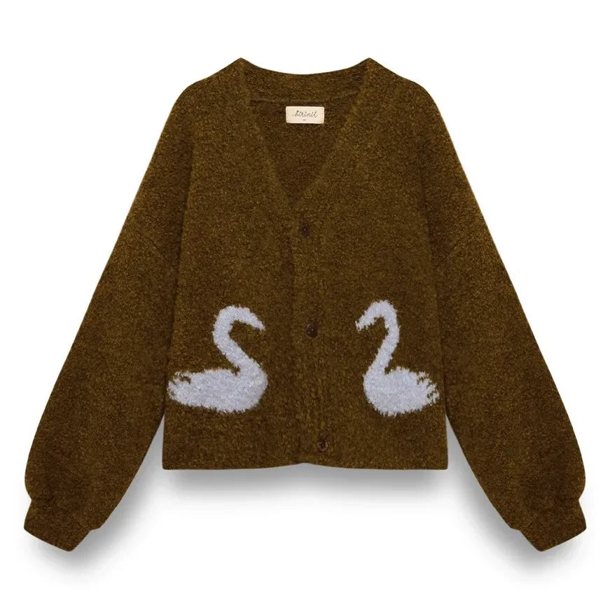 birinit - Odette Cygnes Cardigan | Olive Brown
