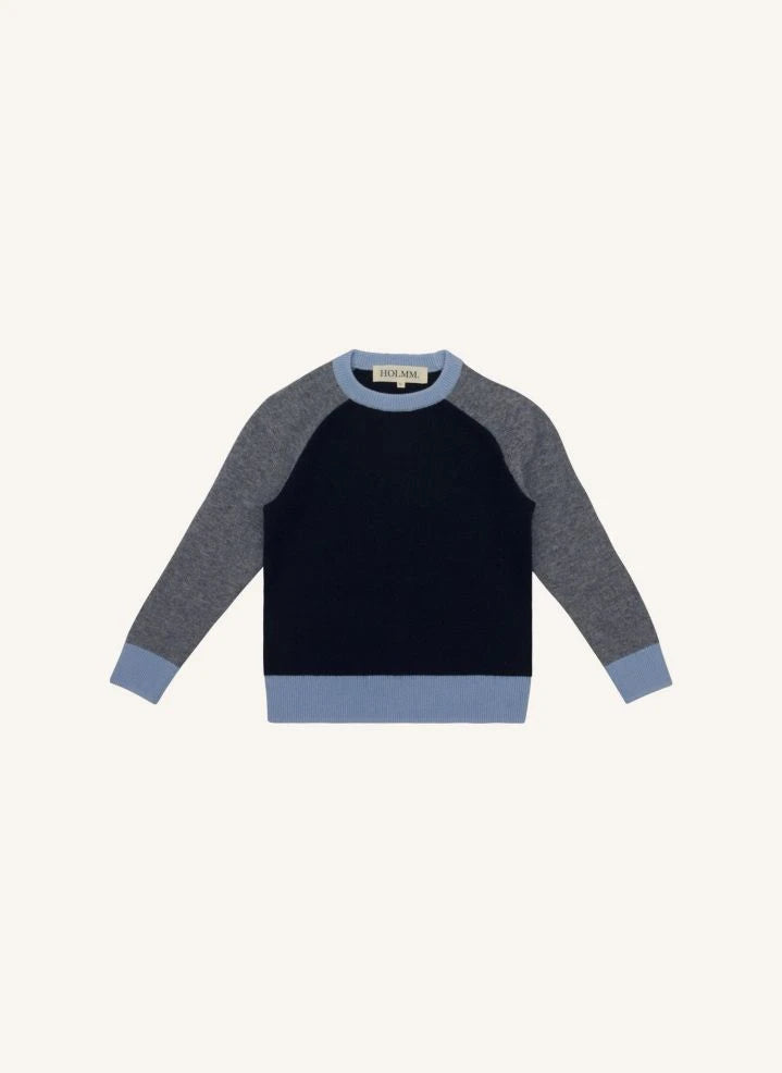 Holmm - Colorblock Blair Cashmere Sweater | Navy