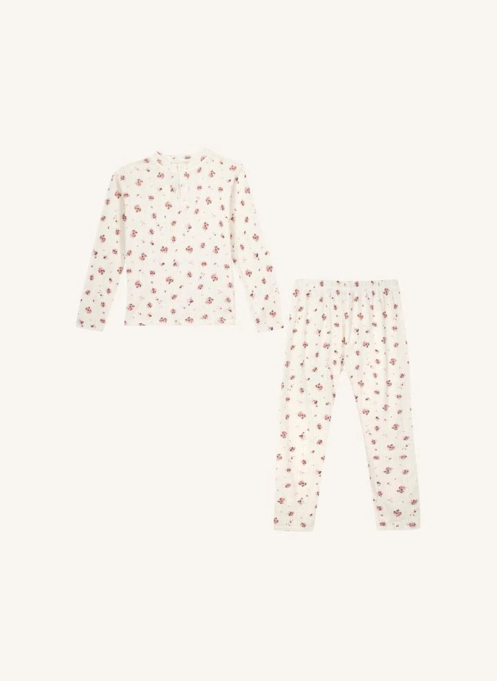 Bonton - Floral Polochon Pajamas | Ecru